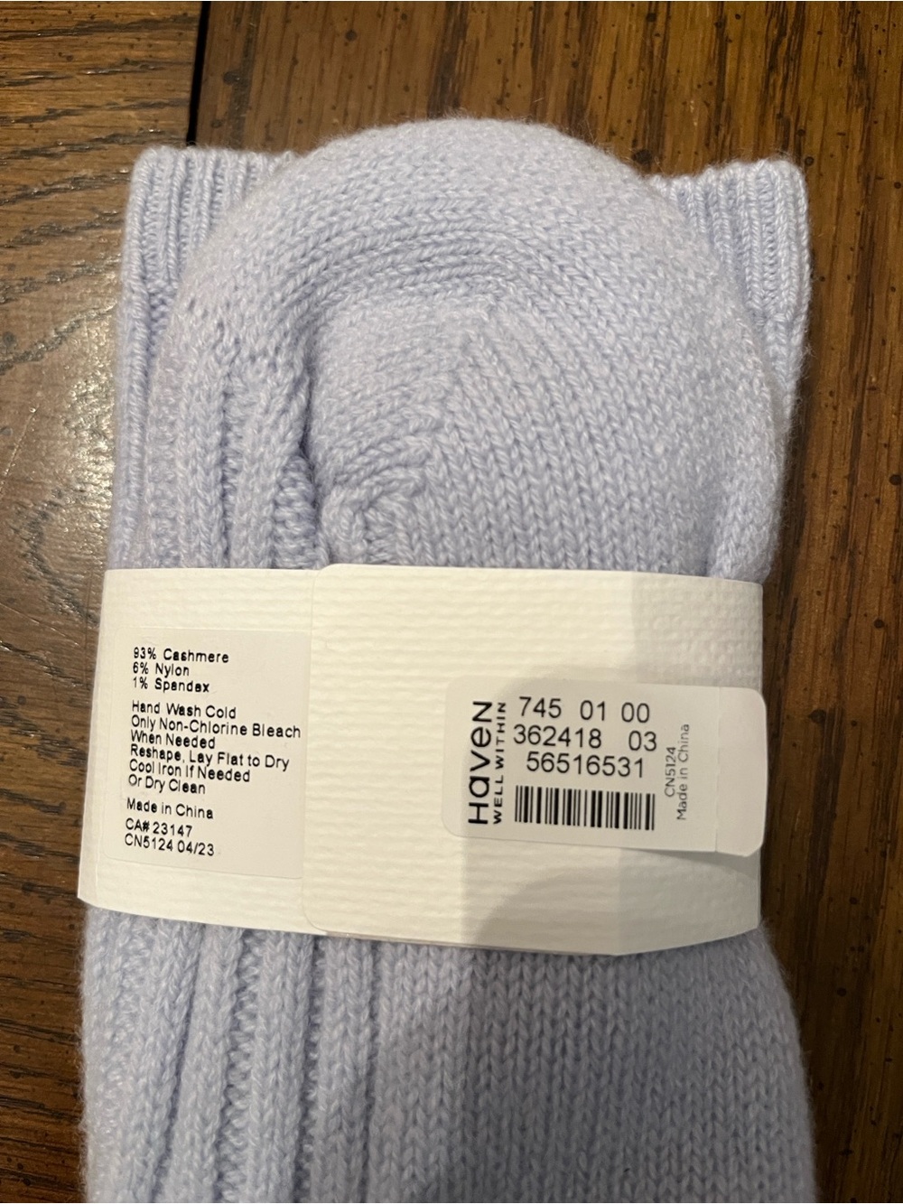 Haven Well Within Cashmere Socks - Cream and Light Blue (One Size) - Picture 9 of 10